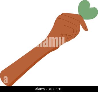 Illustration of human hand holding green small tree. Image for booklets ...