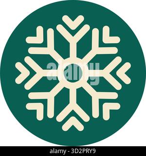 Round Green Christmas Sticker Ornament Stock Vector