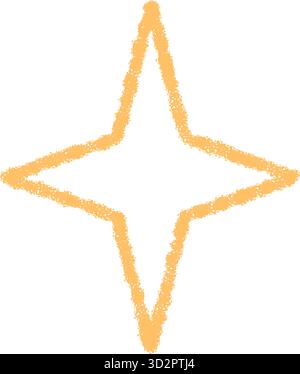 Crayon Outline Star Icon With Sparkle Stock Vector