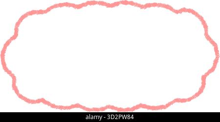 Groovy Crayon Scallop Rectangle Border Outline Stock Vector