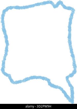 Blue Crayon Squiggle Speech Bubble Outline Stock Vector