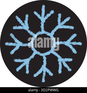 Chalk Snowflake Sticker Seal On Black Circle Stock Vector