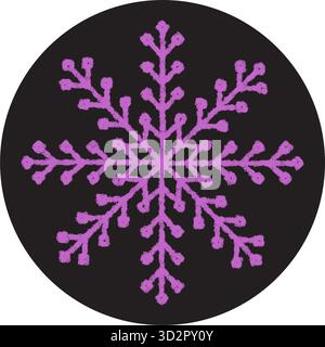 Purple Crayon Snowflake Circle Sticker Stock Vector