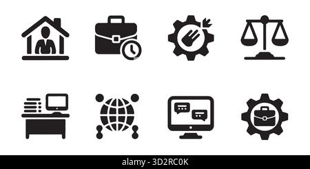 Business and Technology Icon Set Vector Illustration in Black and White Stock Vector
