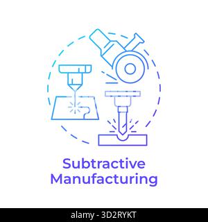 Subtractive manufacturing blue gradient concept icon Stock Vector