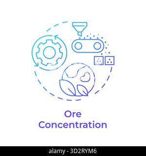 Ore concentration blue gradient concept icon Stock Vector
