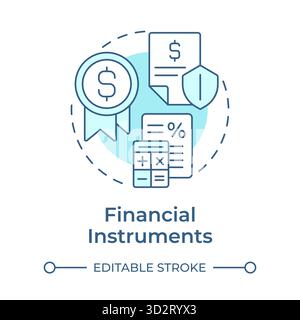 Financial instruments soft blue concept icon Stock Vector