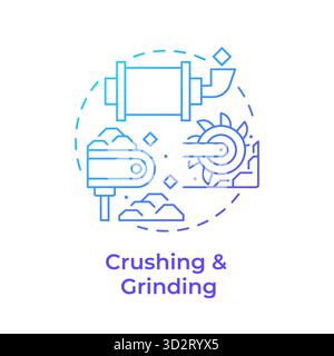 Crushing and grinding blue gradient concept icon Stock Vector