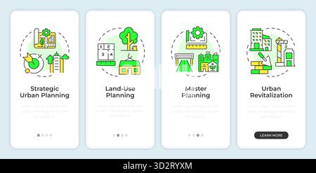 Types of urban planning onboarding mobile app screen Stock Vector