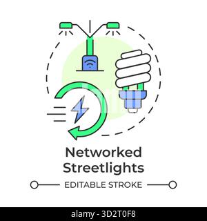 Networked streetlights multi color concept icon Stock Vector