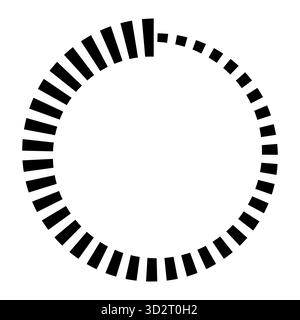 Circular Loading Progress Icon with Black Bars, loading spinner Stock Vector