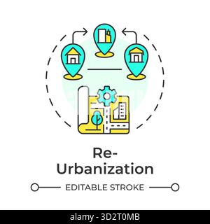 Reurbanization multi color concept icon Stock Vector