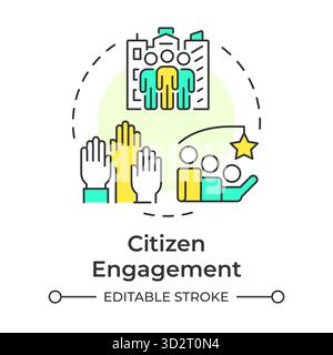 Citizen engagement multi color concept icon Stock Vector
