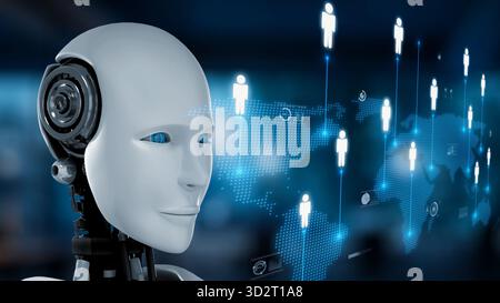 AI boosts people networking with artificial intelligence insights, virtual assistant introductions, and AI-enhanced digital business engagement. Kerne Stock Photo