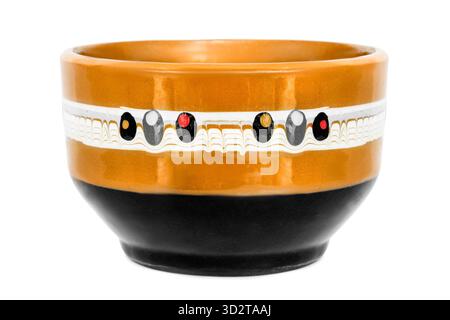 Empty ceramic brown bowl isolated on white background Stock Photo