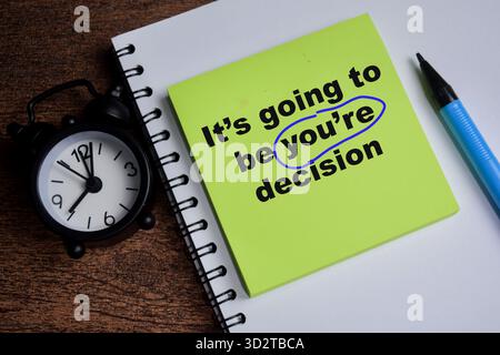 Concept of proof reading write on sticky notes isolated on Wooden Table. Stock Photo