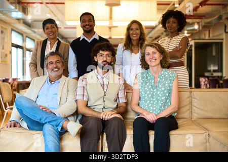 Diverse business team smiling at office portrait Stock Photo