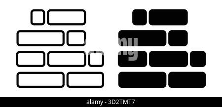 This image features simple brick wall icons in black and white, perfect for design projects, architectural backgrounds, or decorative elements in vari Stock Vector