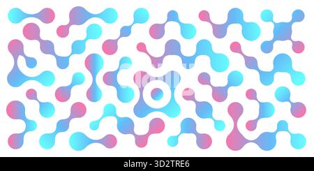 Scientific design elements, figures molecule logo, sign, icon, morph, molecular structure. Scientific network template, chemical grid, liquid spotted Stock Vector