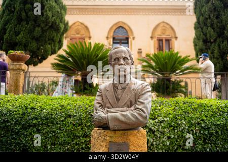 Bust of Captain Alexander Hardcastle, a British Archaeologist who lived at Villa Aurea and who financed the reconstruction of many temples Stock Photo
