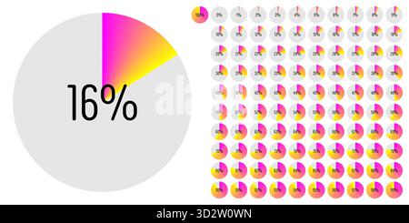 Set of circle percentage progress bar diagrams meters from 0 to 100 ready-to-use for web design, user interface UI or infographic - indicator with gra Stock Vector