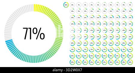 Set of circle percentage progress bar diagrams meters from 0 to 100 ready-to-use for web design, user interface UI or infographic - indicator with gra Stock Vector