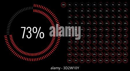 Set of circle percentage progress bar diagrams meters from 0 to 100 ready-to-use for web design, user interface UI or infographic - indicator with blu Stock Vector