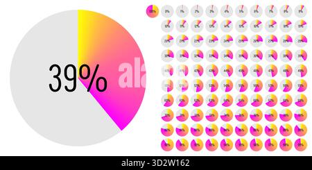 Set of circle percentage progress bar diagrams meters from 0 to 100 ready-to-use for web design, user interface UI or infographic - indicator with gra Stock Vector