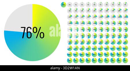 Set of circle percentage progress bar diagrams meters from 0 to 100 ready-to-use for web design, user interface UI or infographic - indicator with gra Stock Vector