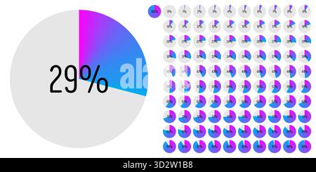 Set of circle percentage progress bar diagrams meters from 0 to 100 ready-to-use for web design, user interface UI or infographic - indicator with gra Stock Vector