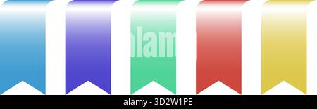 Colorful shiny blank ribbon badges banner icons set. Vector illustration Stock Vector