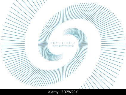 Blue dynamic swirling lines abstract futuristic tech background. Vector minimal design Stock Vector