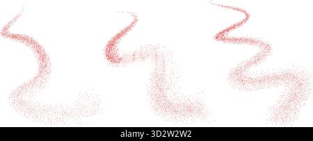 Spice powder pack. Noise gradients chili peppers fly stroke shapes set. Grainy texture paprika splash wavy long elements. Vector gritty wavy lines. Gr Stock Vector