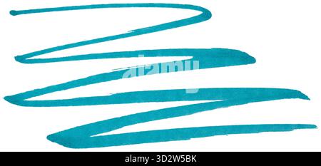 Blue marker zigzag brush strokes isolated on white background Stock Photo