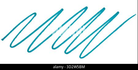 Blue marker zigzag brush strokes isolated on white background Stock Photo