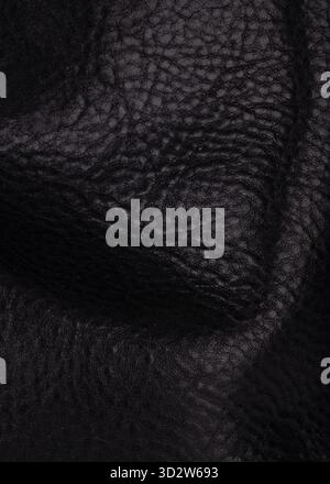 Dark Black Leather Texture with Natural Grain Stock Photo