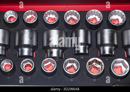 Professional set of socket wrenches with adapters. Stock Photo