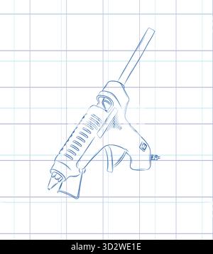 Glue gun illustration drawing in graphic style on light background Stock Vector