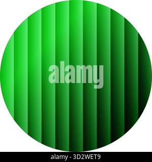 Ribbed effect green gradient circle. Vector striped abstract geometric spot design element Stock Vector