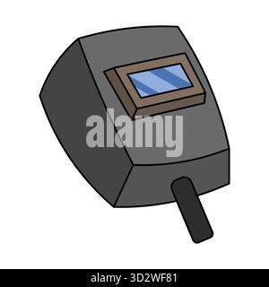 Welding Helmet Vector. Ideal for educational materials, safety manuals, industrial posters or themed graphics related to metalwork and engineering. Stock Vector