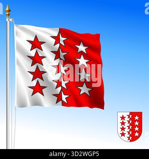 Valais, Wallis, Vallese cantonal and regional flag, Switzerland, European country, vector illustration Stock Vector
