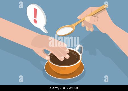 3D Isometric Flat Conceptual Illustration of Sugar Control, Healthy Lifestyle 3D Isometric Flat Conceptual Illustration of Sugar Control, Healthy Lifestyle Stock Photo