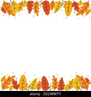 Autumn leaf border with warm orange, yellow, and red foliage with some blank copy space for text ideal for seasonal invitations, and banners. Stock Vector