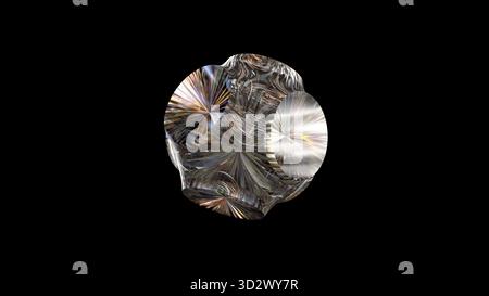 Prism-lens energy core with multicolored spectral refraction against a black background, suitable for technology, interface, and science contexts. Stock Photo