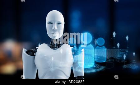 AI boosts people networking with artificial intelligence insights, virtual assistant introductions, and AI-enhanced digital business engagement. Kerne Stock Photo