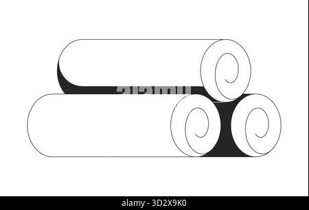 Rolled towels stack 2D line object Stock Vector