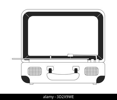 Vintage suitcase record player 2D line object Stock Vector