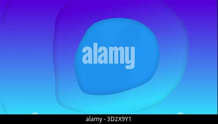 Showing vivid blue rounded shape floating over smooth purple cyan gradient, abstract composition Stock Photo