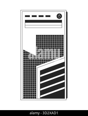 Modern desktop computer case 2D line object Stock Vector