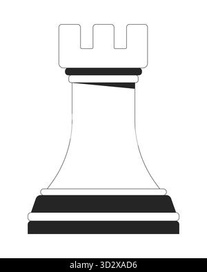 Rook chess piece 2D line object Stock Vector